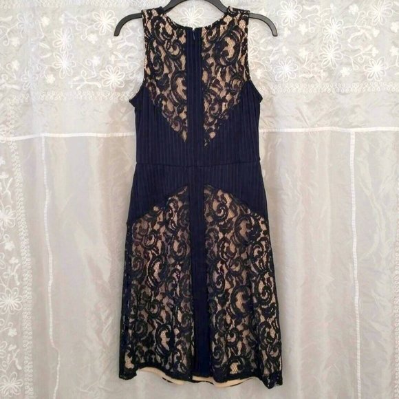 NWOT The Limited Navy & Beige Lace A-Line Dress, Sleeveless, 6 - Picture 7 of 7